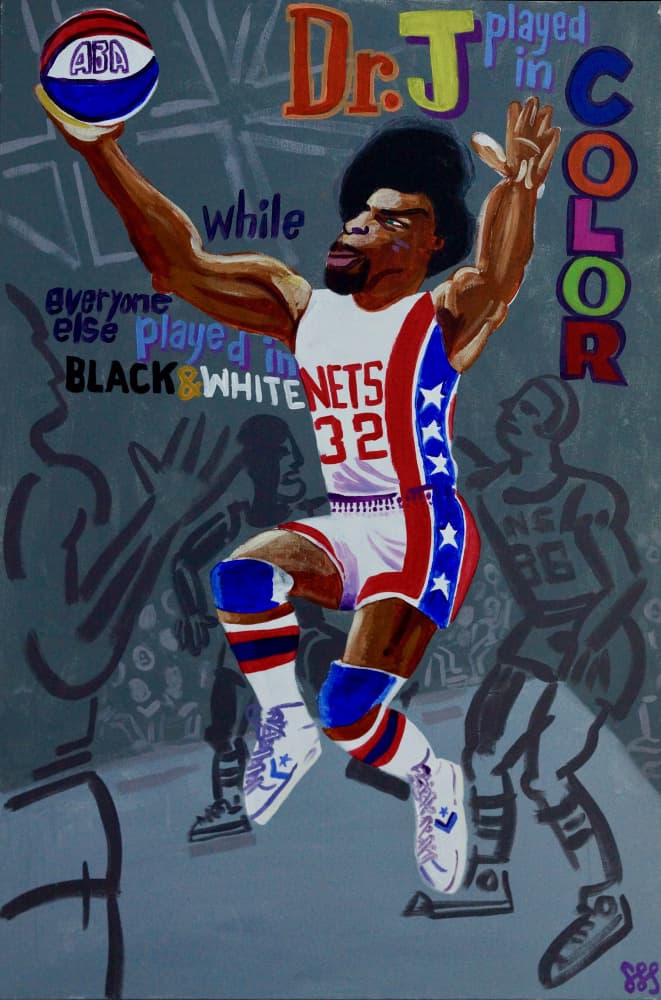 Colorful Basketball Player by Steve Spencer — canvas wall art