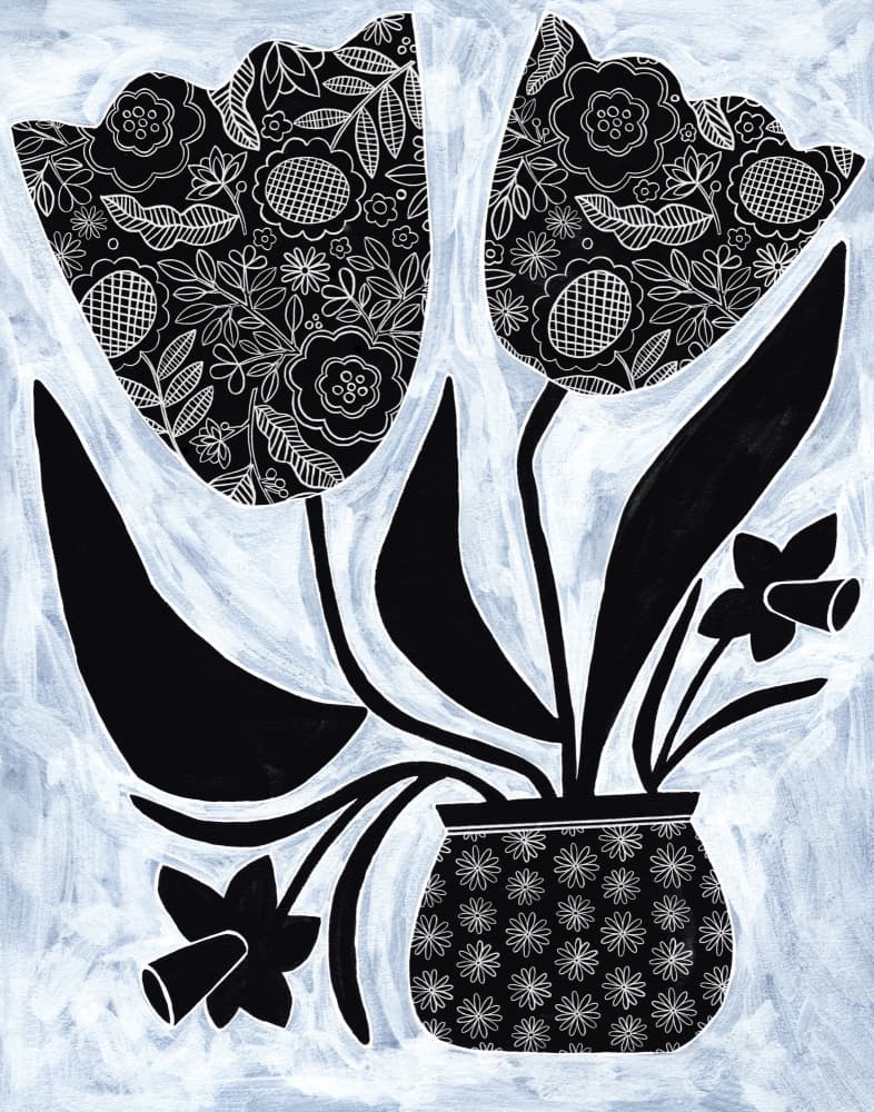 Patterned Folk Flowers by Susan Black — canvas wall art