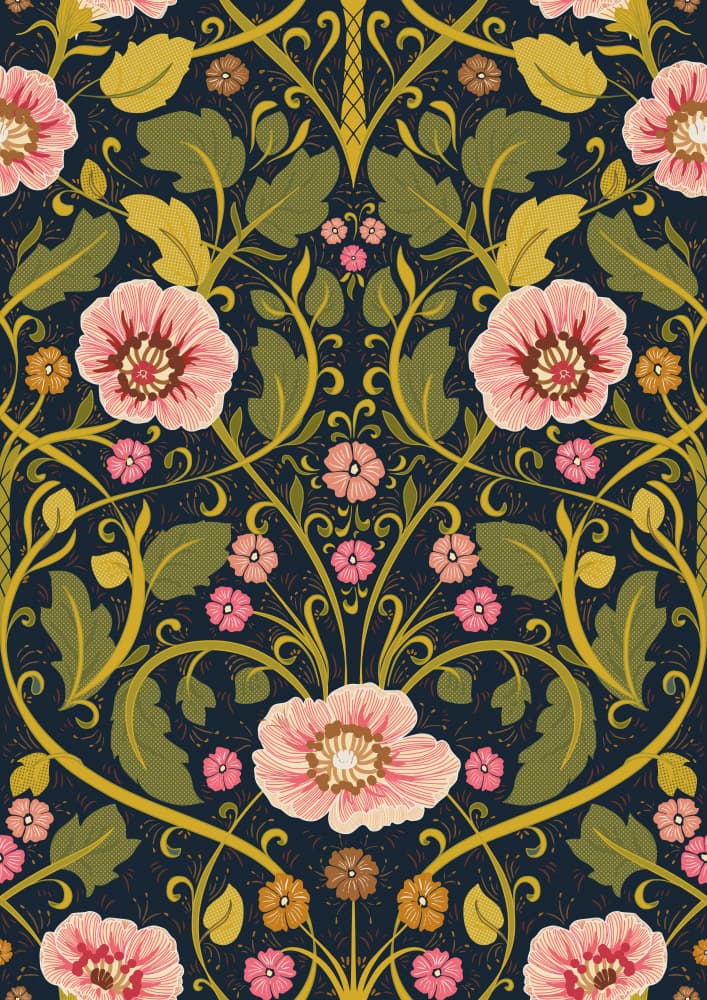 Dark Floral Pattern by Annick — canvas wall art