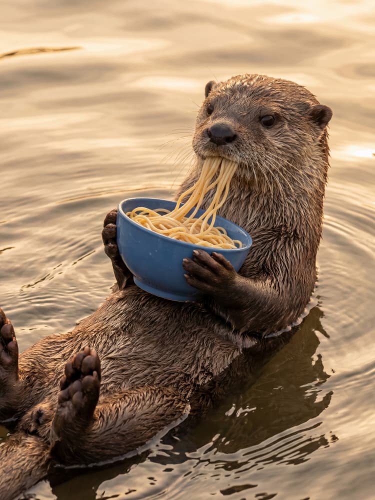 Funny Otter Noodles by Andreas Magnusson — canvas wall art