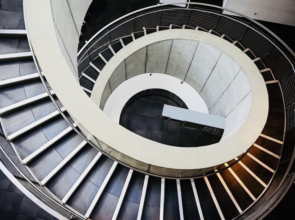 Geometric Spiral Staircase by Arnon Orbach — canvas wall art