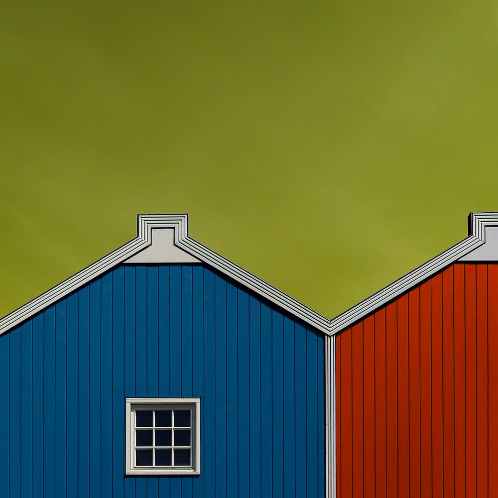 Bold Geometric Houses by Gerard Jonkman — canvas wall art