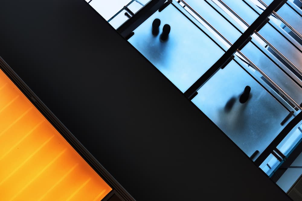 Orange Blue Glass Walkway by Ariel Ariel — canvas wall art