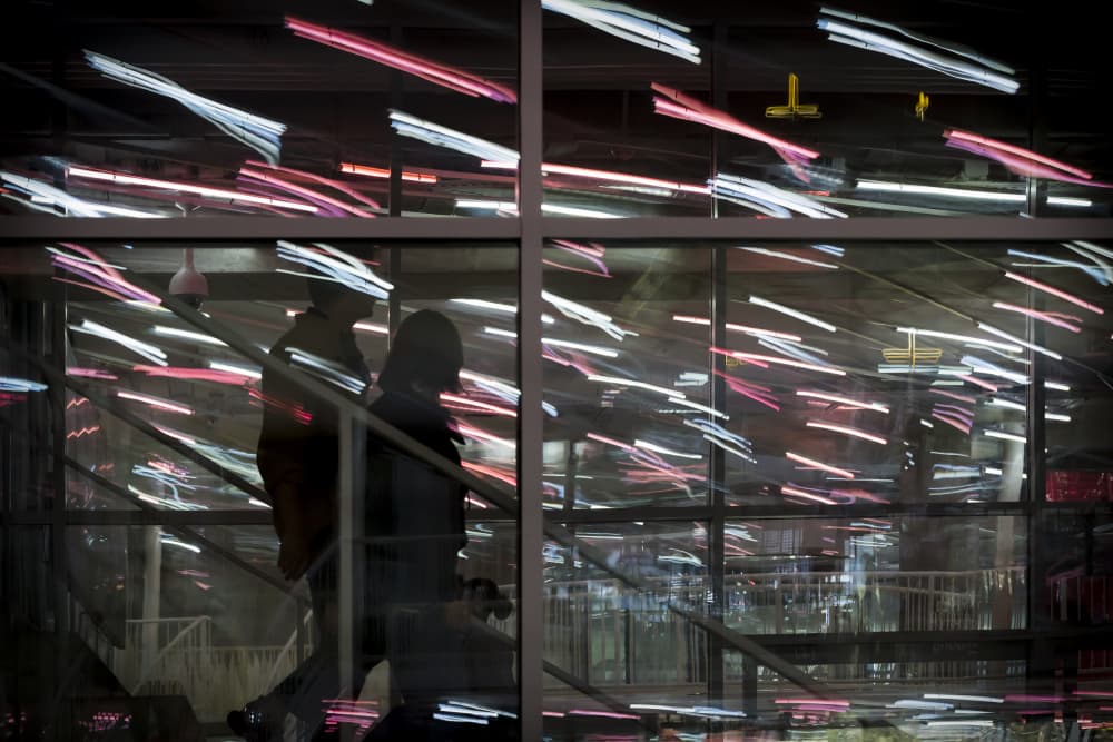 Reflected Urban Night Walk by Greetje van Son — canvas wall art