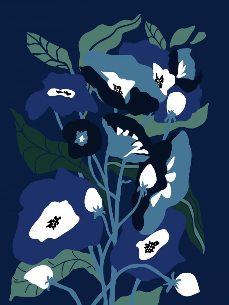 Deep Blue Botanicals by Annick — canvas wall art