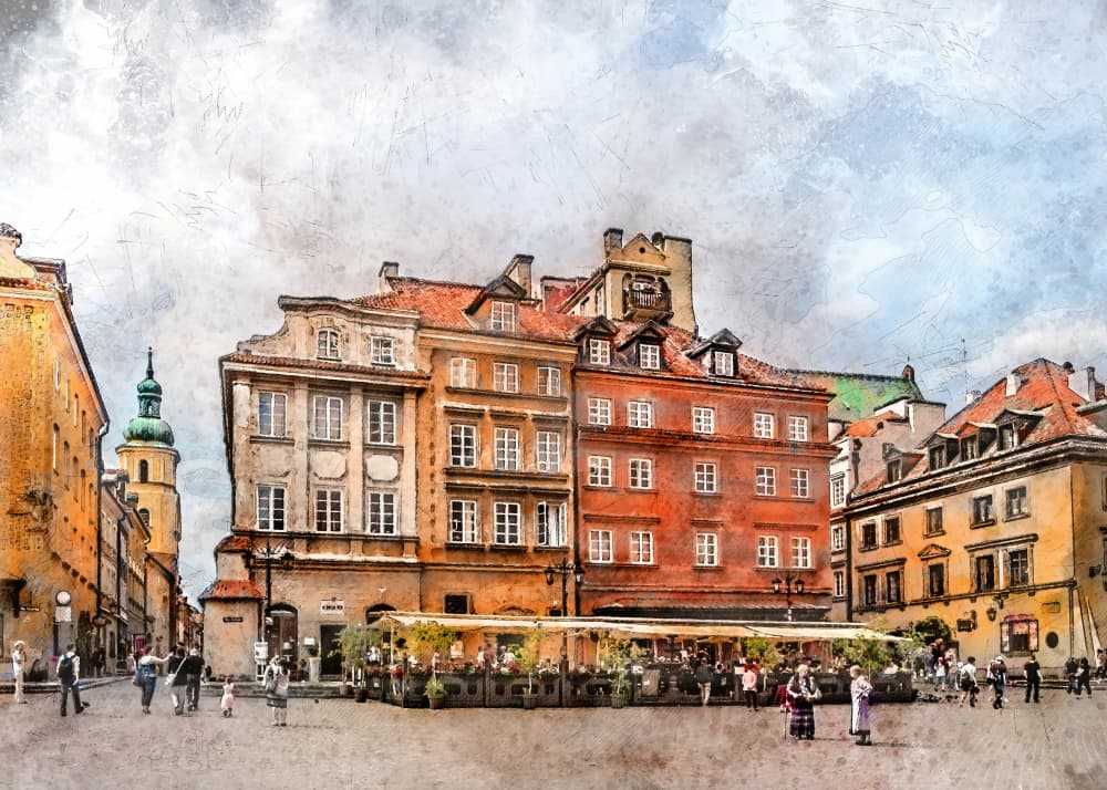 Historic European City Square by Justyna Jaszke — canvas wall art