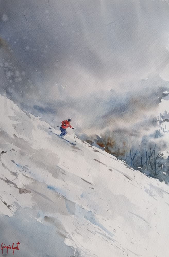 Downhill Skiing Adventure by Giorgio Gosti — canvas wall art