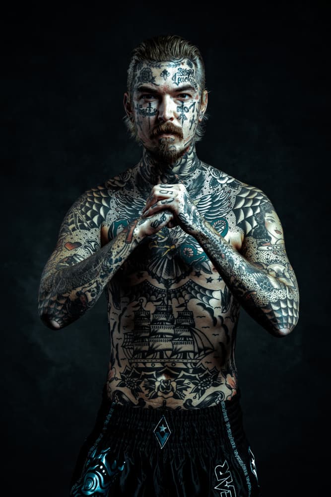 Intense Tattooed Man by Martin Krystynek MQEP — canvas wall art