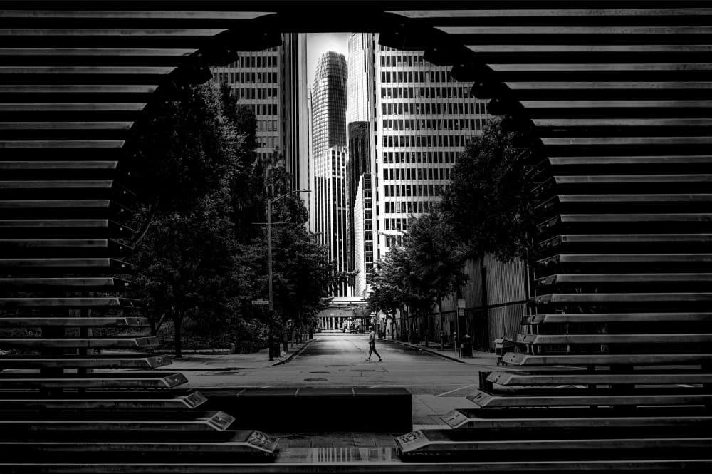 Monochrome Urban Archway by Jiahong Zeng — canvas wall art