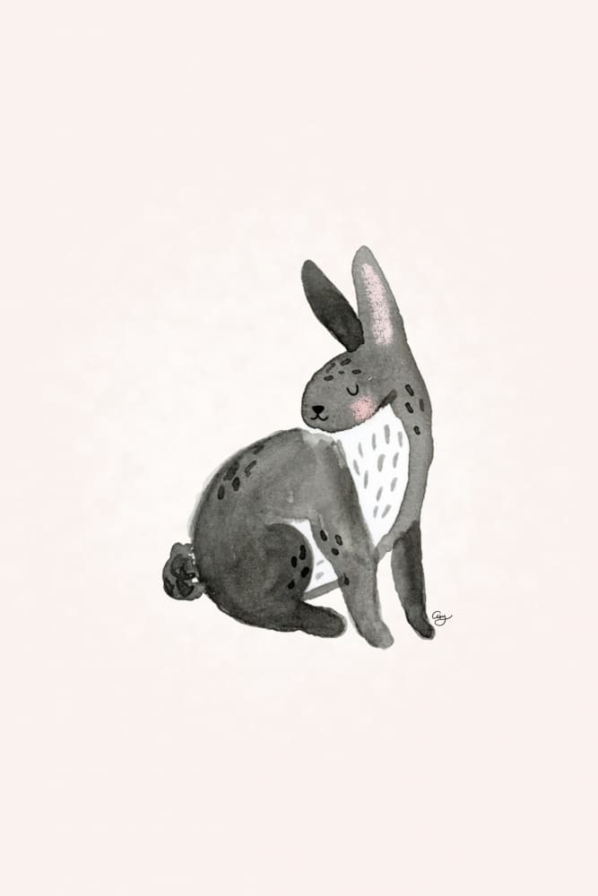 Whimsical Grey Bunny by Abigail Morales — canvas wall art