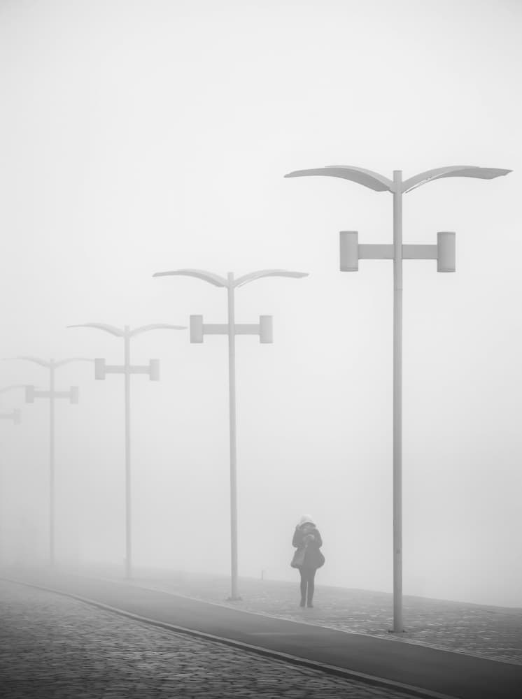 Lone Figure In Fog by Anna Niemiec — canvas wall art