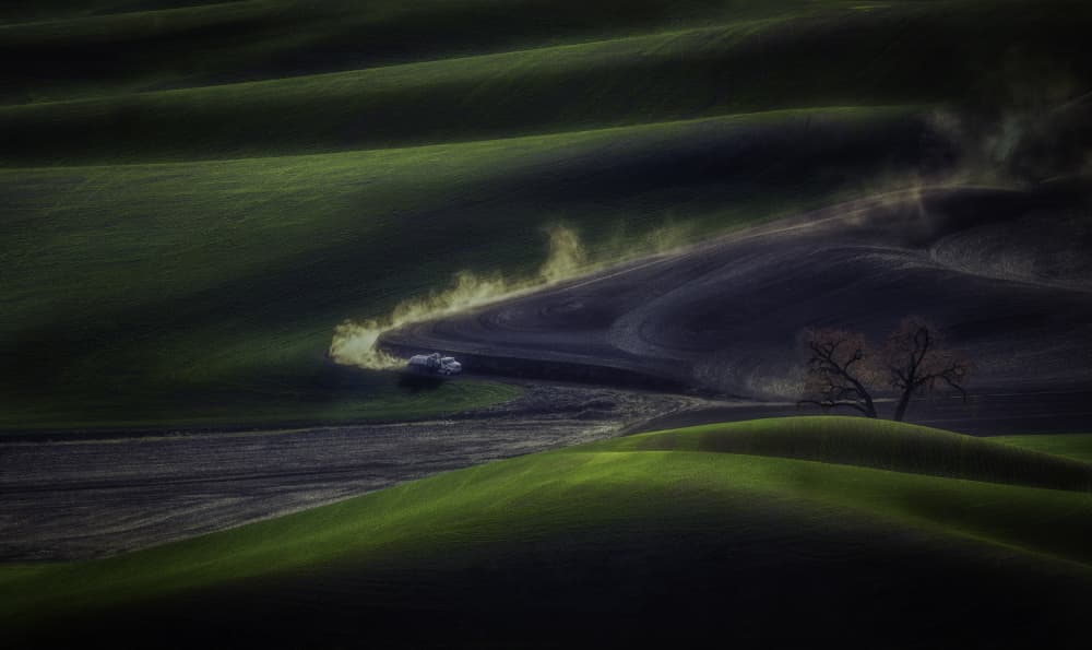 Rolling Hills And Dust by David Guo — canvas wall art
