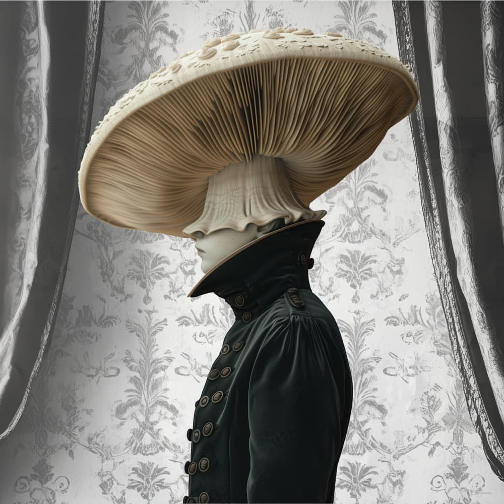 Mushroom Head Gentleman by Sue Skellern — canvas wall art