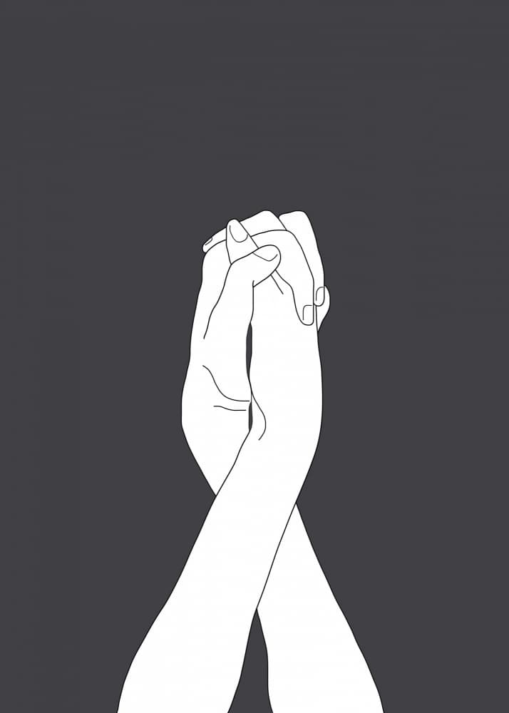Connected Hands Embrace by Nadjaa — canvas wall art