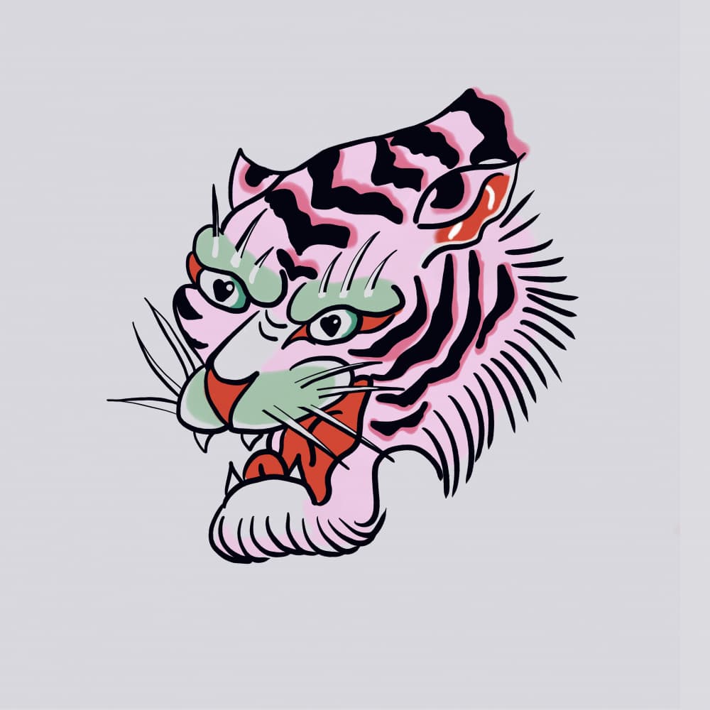 Pink Roaring Tiger by Mela Patterns — canvas wall art