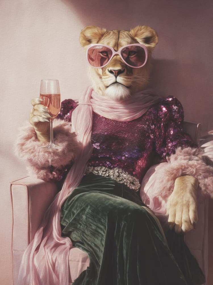 Sophisticated Pink Lioness by Andreas Magnusson — canvas wall art