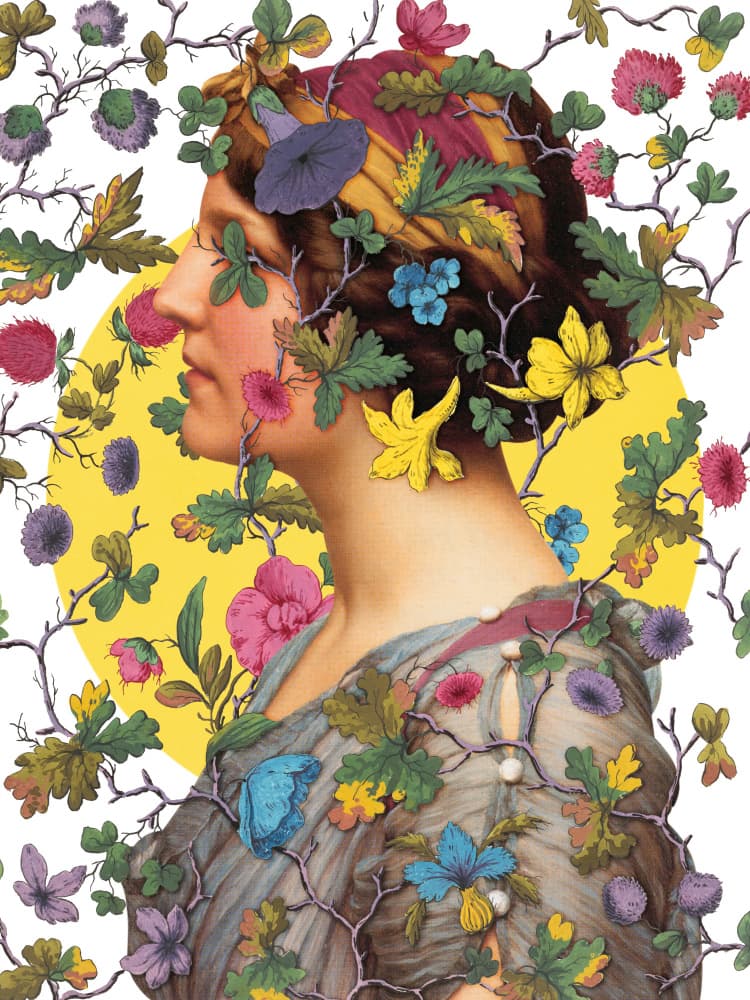 Serene Floral Woman by Marja van den Hurk — canvas wall art