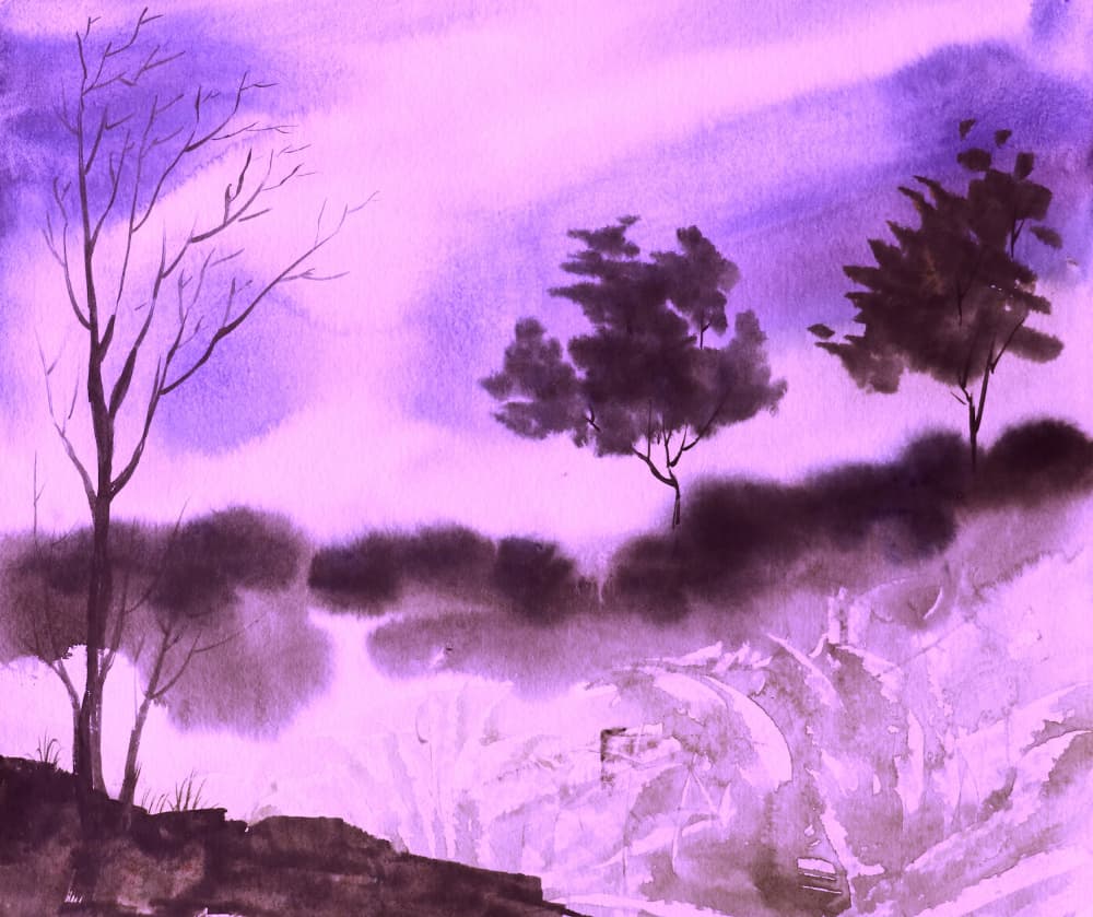 Ethereal Purple Landscape by Santhosh ch — canvas wall art