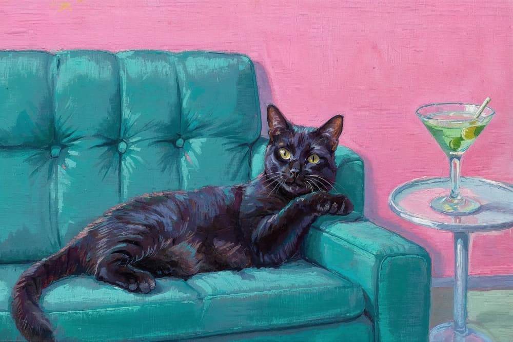 Cool Cat Martini by The Art Concept — canvas wall art
