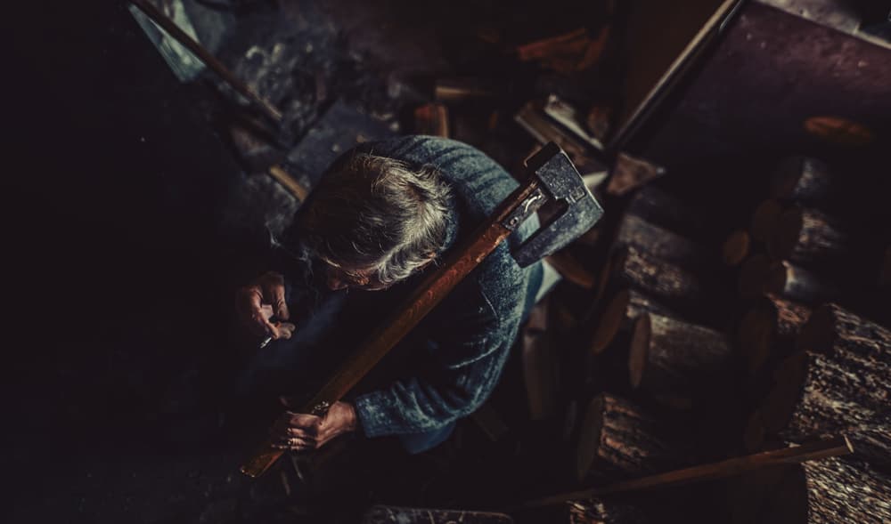 Rustic Woodcutter with Axe by Koki Jovanovic — canvas wall art