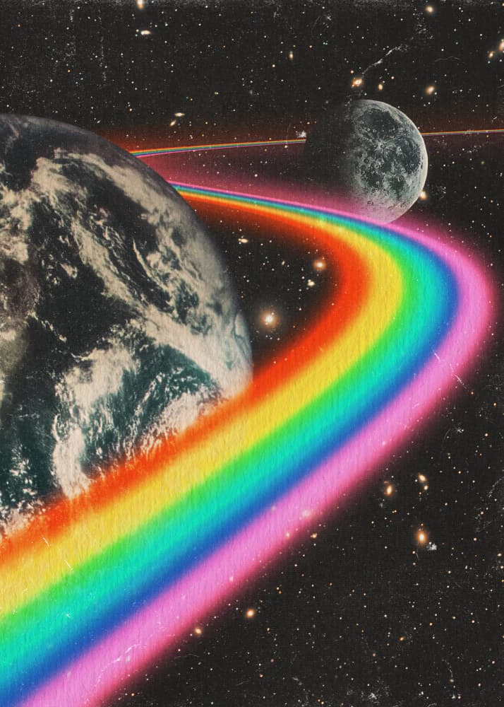 Rainbow Planet Orbit by Nibera — canvas wall art