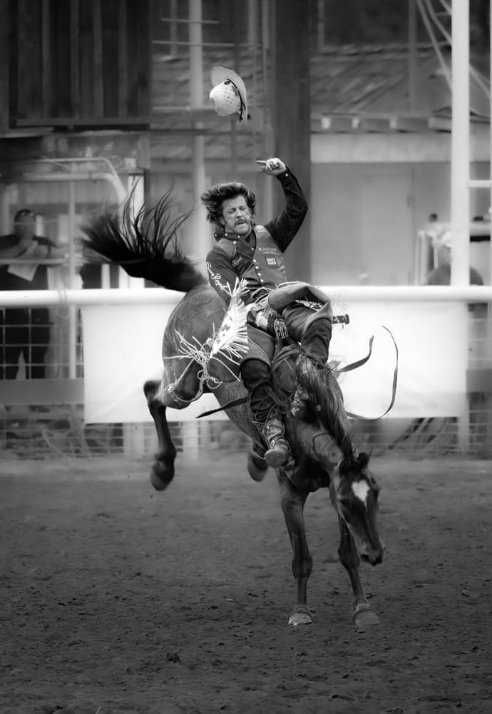 Rodeo Cowboy Bucking Horse by Jie Cheng — canvas wall art