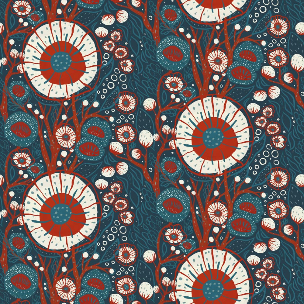 Whimsical Floral Pattern by VOLHA RAMANCHUK — canvas wall art