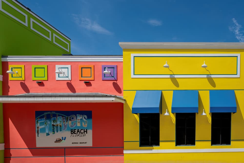 Colorful Tropical Shops by Jacob (Jian) Xu — canvas wall art