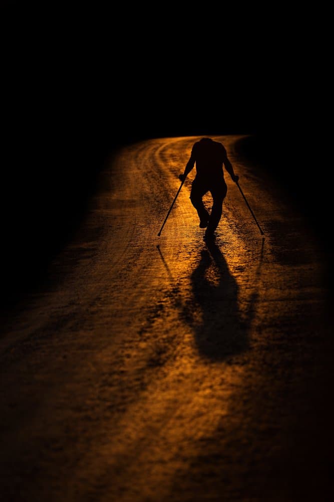 Solitary Walker Golden Path by durmusceylan — canvas wall art