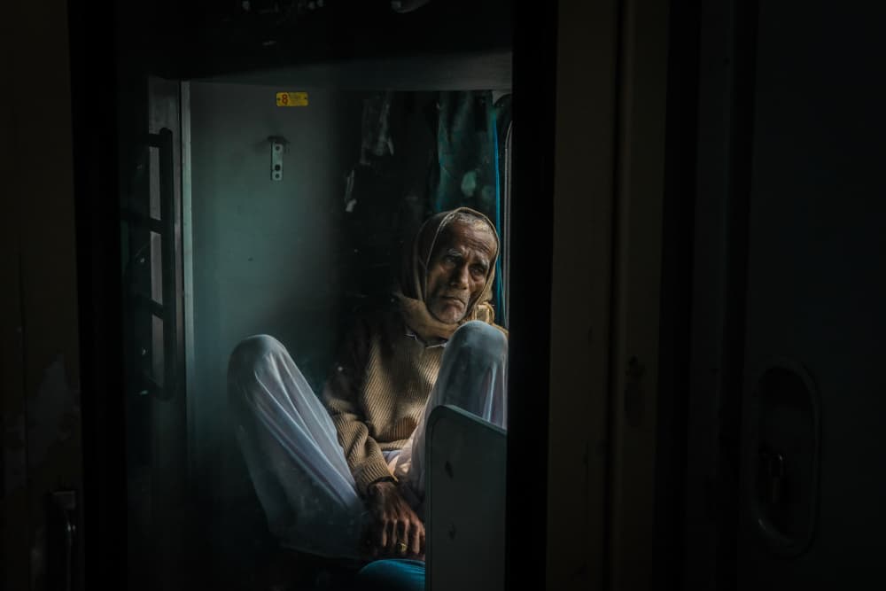 Pensive Train Traveler by Subhajit Das — canvas wall art