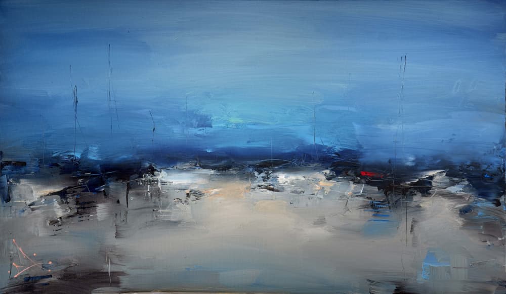 Moody Blue Landscape by Stanislav Lazarov — canvas wall art
