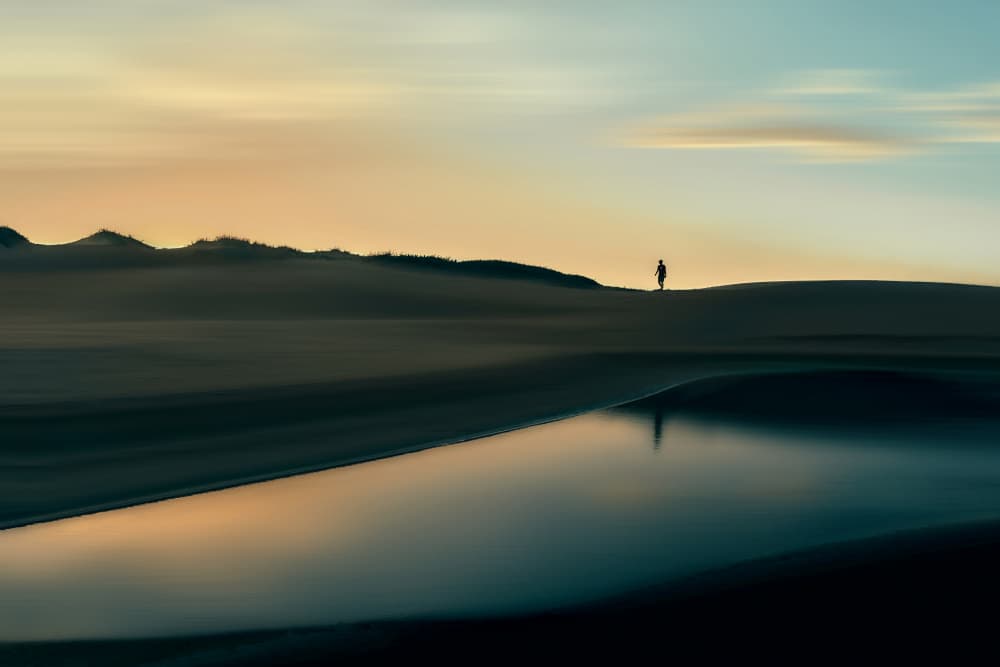 Desert Sunset Reflection by MingLun Tsai (蔡明倫) — canvas wall art