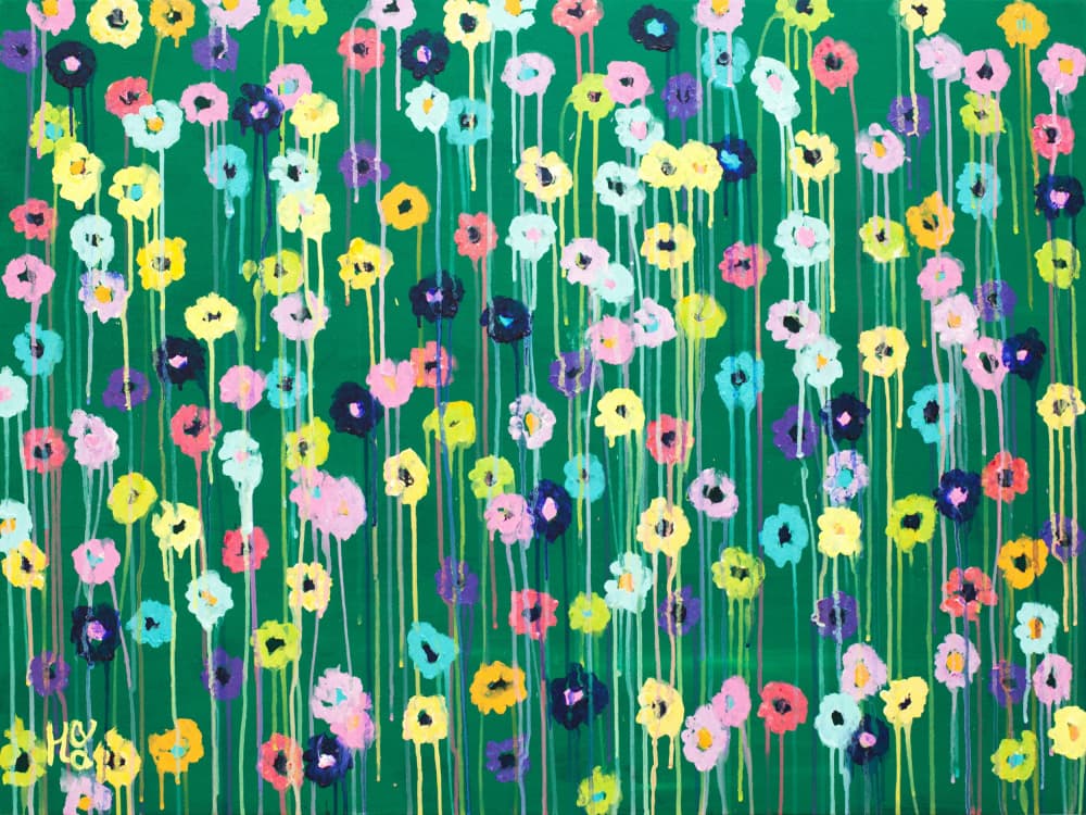 Vibrant Dripping Flowers by Helen Joynson — canvas wall art