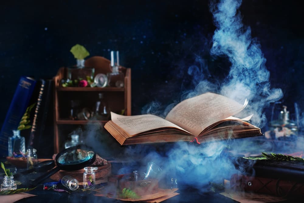 Floating Magic Book by Dina Belenko — canvas wall art