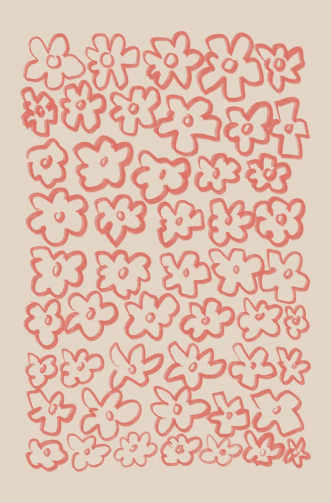 Playful Pink Flower Doodles by Melloi Art Prints — canvas wall art