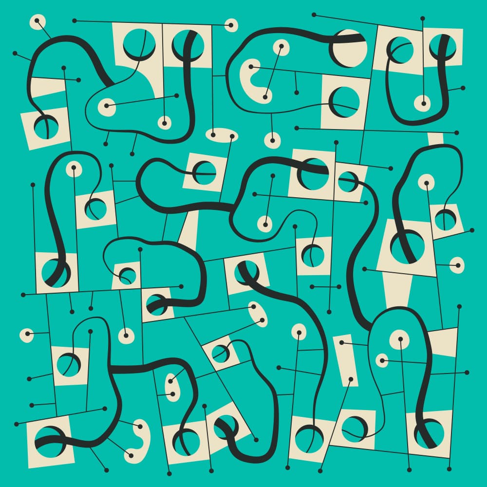 Retro Geometric Connections by Jazzberry Blue — canvas wall art