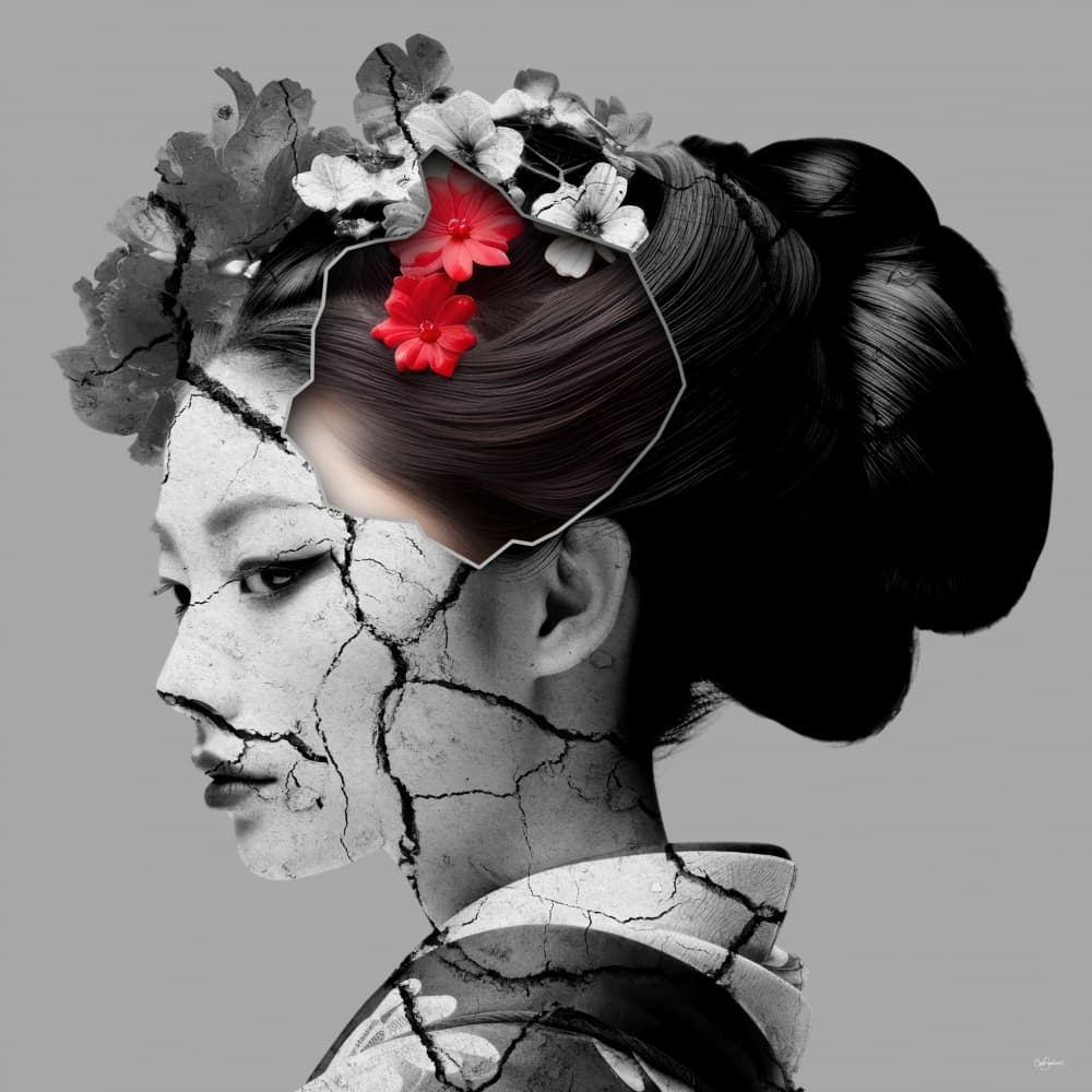 Cracked Geisha Inner Bloom by Sue Skellern — canvas wall art