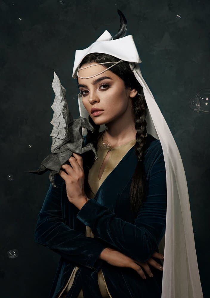 Medieval Queen with Dragon by Peyman Naderi — canvas wall art