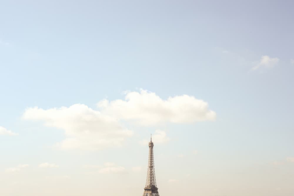 Eiffel Tower Blue Sky by Talitha McQueen — canvas wall art