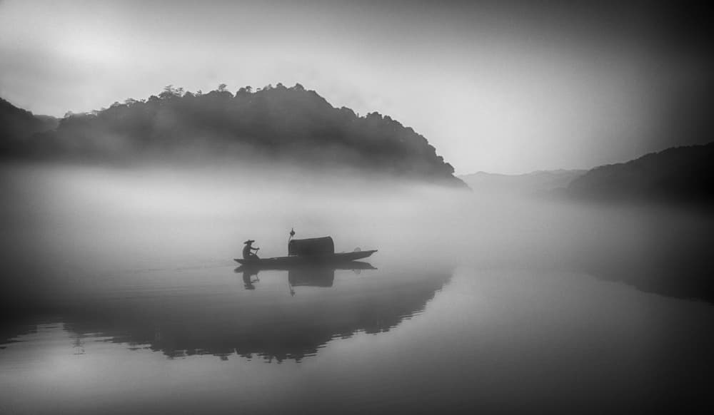 Misty Morning Boat by Angela Muliani Hartojo — canvas wall art