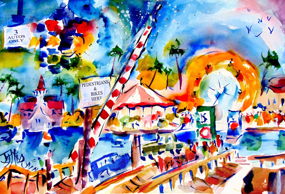 Vibrant Boardwalk Scene by John Dunn — canvas wall art