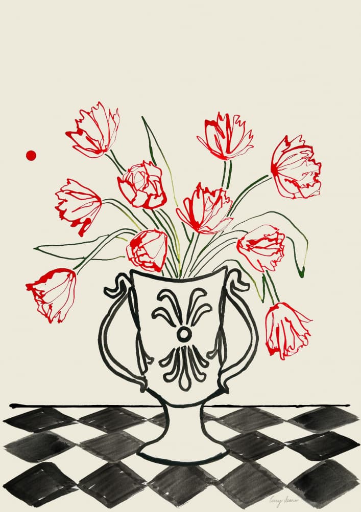 Bold Red Tulips by Lucy Deaner — canvas wall art
