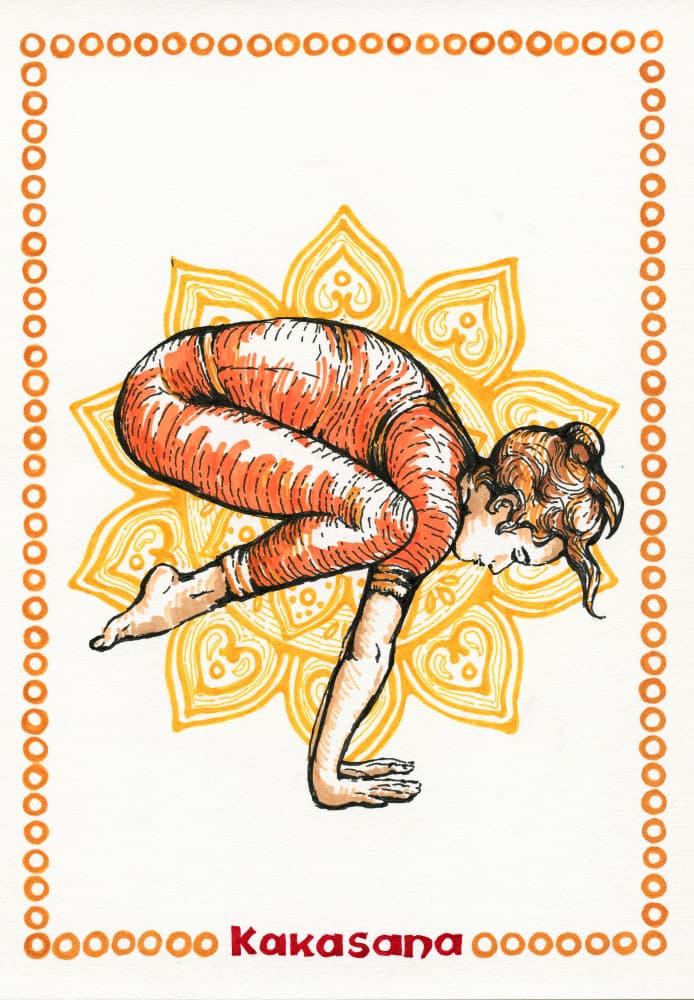 Kakasana Yoga Pose by Olga Galeeva — canvas wall art