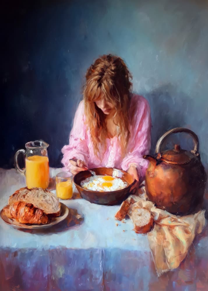 Quiet Morning Breakfast by Justyna Jaszke — canvas wall art