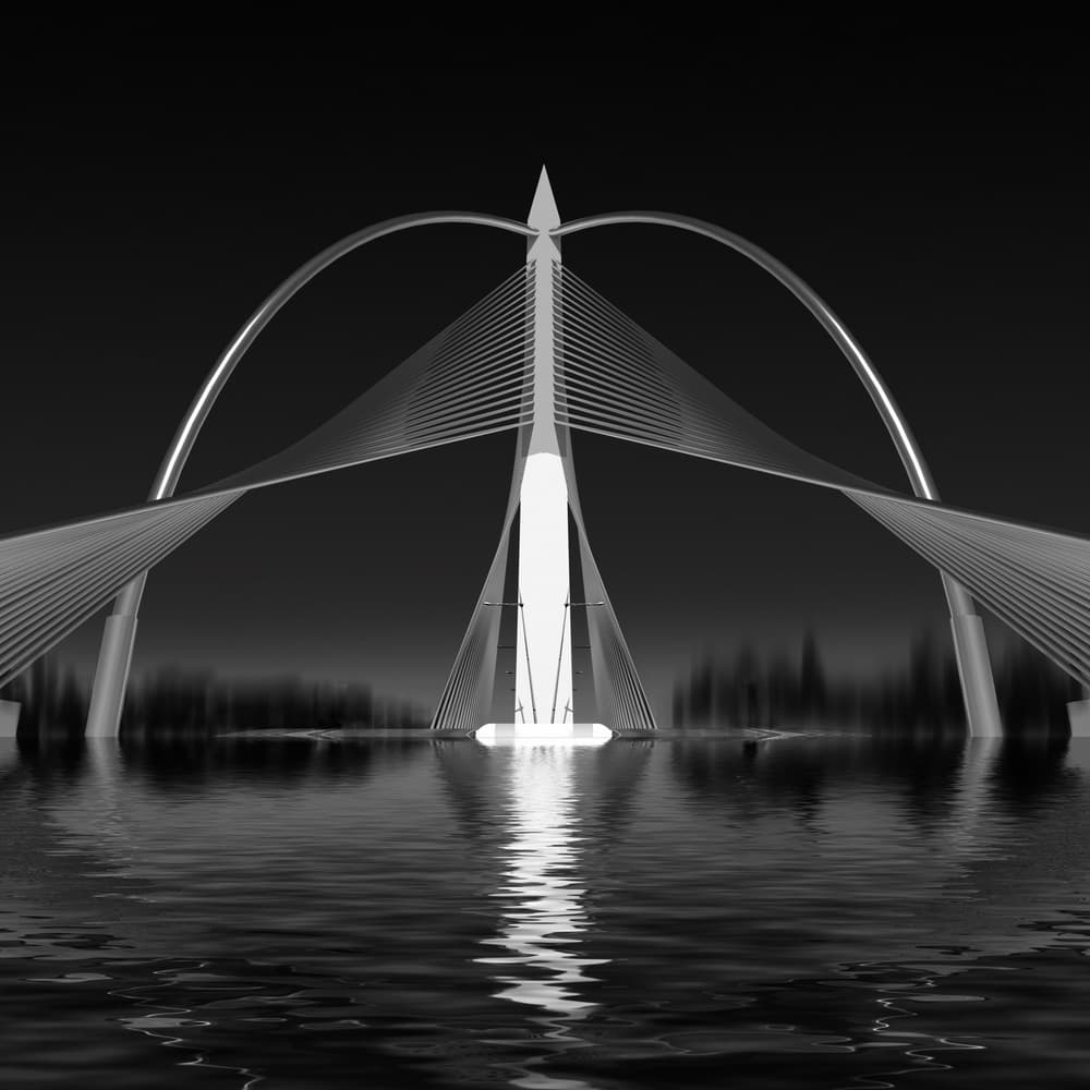 Monochrome Bridge Reflection by Antonyus Bunjamin (Abe) — canvas wall art