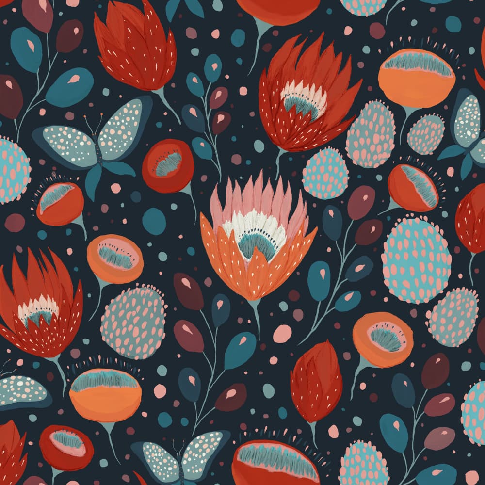 Whimsical Garden Flowers by VOLHA RAMANCHUK — canvas wall art