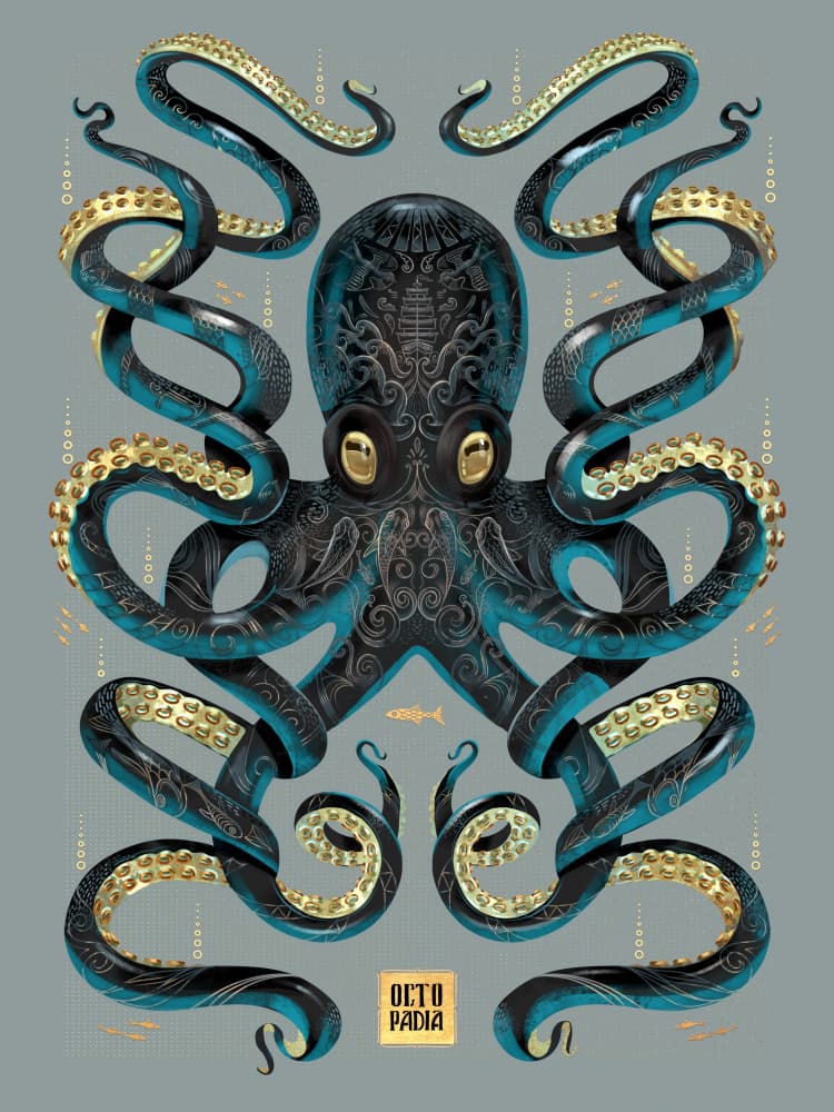 Ornate Gold Octopus by Mark Harrison — canvas wall art
