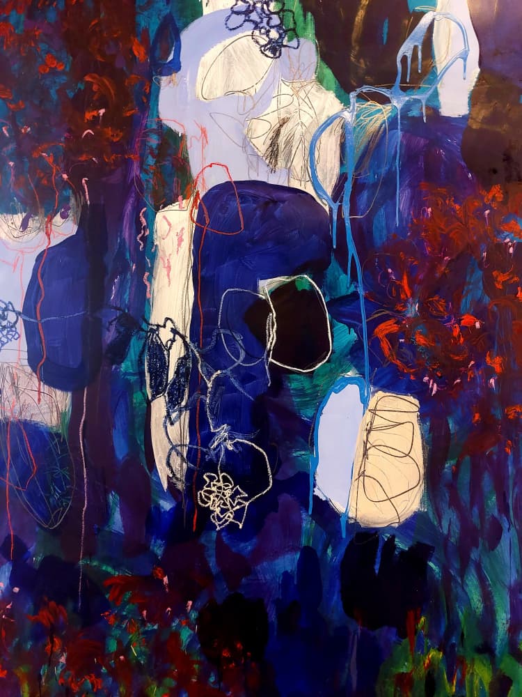 Dynamic Blue Red Abstract by Monika Riethmueller — canvas wall art