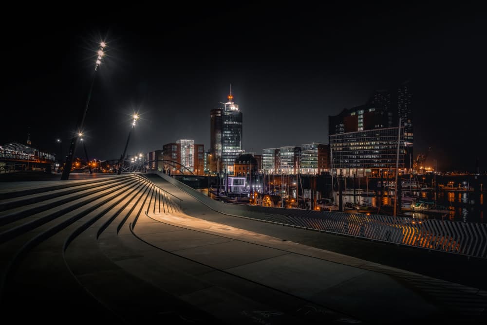 Modern City Night Lights by Jürgen Muß — canvas wall art