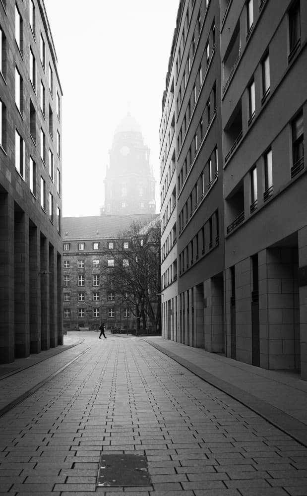 Misty City Architecture by Julien Oncete — canvas wall art